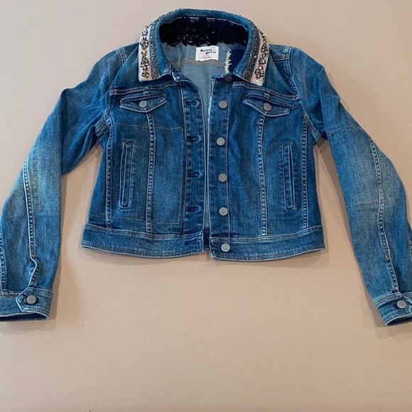 Anthropologie Holding Horses Embellished Beaded Denim Jacket Sz S - Picture 12 of 14